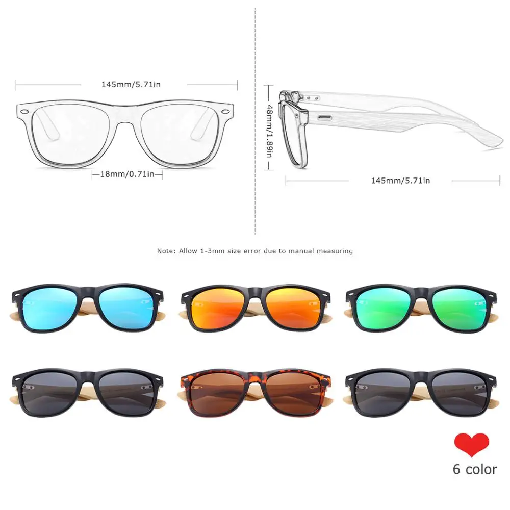 Солнечные очки BARCUR с бамбуковыми дужками для мужчин и женщин модные зеркальные