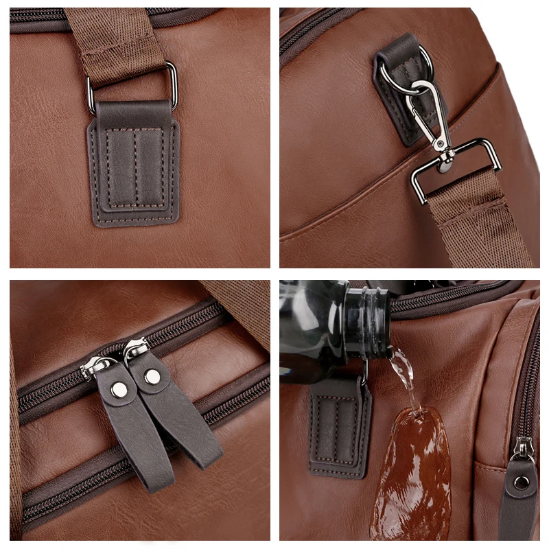 저렴한 PU 가죽 더플 백 야외 여행 가방 여러 구획 남자 주말 휴대용 방수 탑승 체육관 휘트니스 핸드백 구매 PU 가죽 더플 백 야외 여행 가방 여러 구획 남자 주말 휴대용 방수 탑승 체육관 휘트니스 핸드백