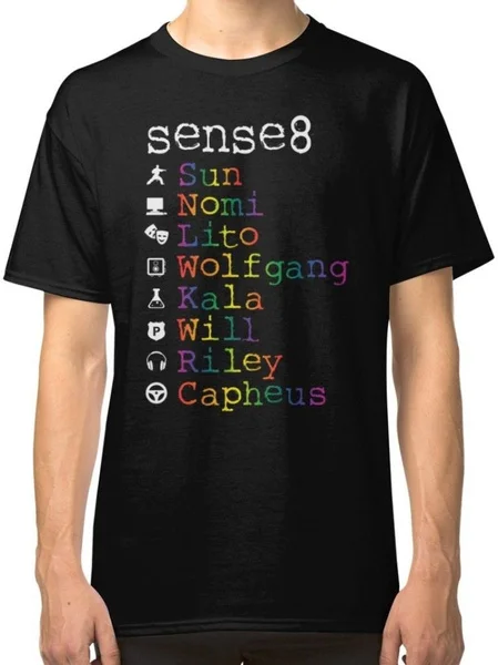 

Sense8 Men's Black Tees Shirt Clothing Novelty Cool Tops Men Short Sleeve T Shirt O-Neck Sunlight Men T-Shirt Top Tee