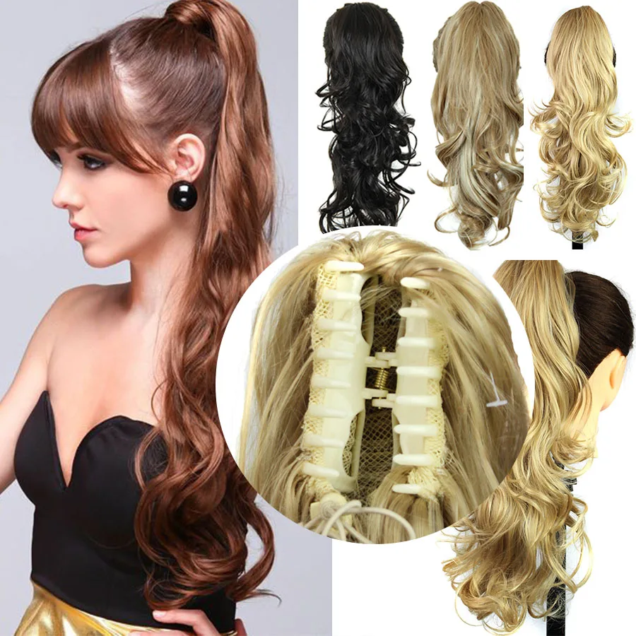 Длинные волнистые синтетические накладные волосы BUQI 24 дюйма зажим для конского