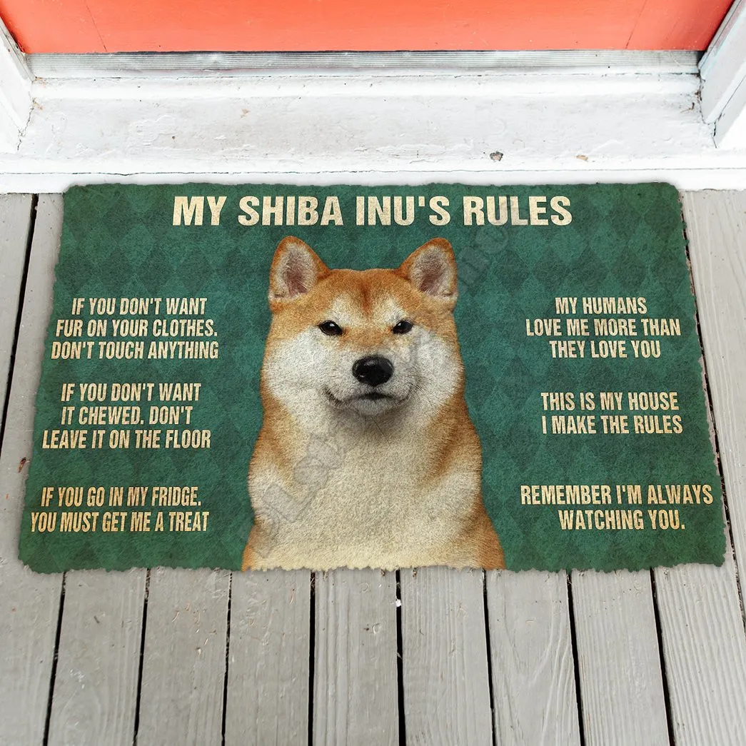 

3D My Shiba Inu's Rules Doormat Non Slip Door Floor Mats Decor Porch Doormat
