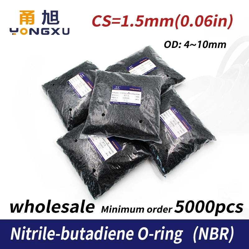 

1.5mm Thickness 5000PCS/bag Rubber NBR Sealing O-Ring OD4/4.5/5/5.5/6/6.5/7/7.5/8/8.5/9/9.5/10mm O Ring Seal Gasket Ring Washer