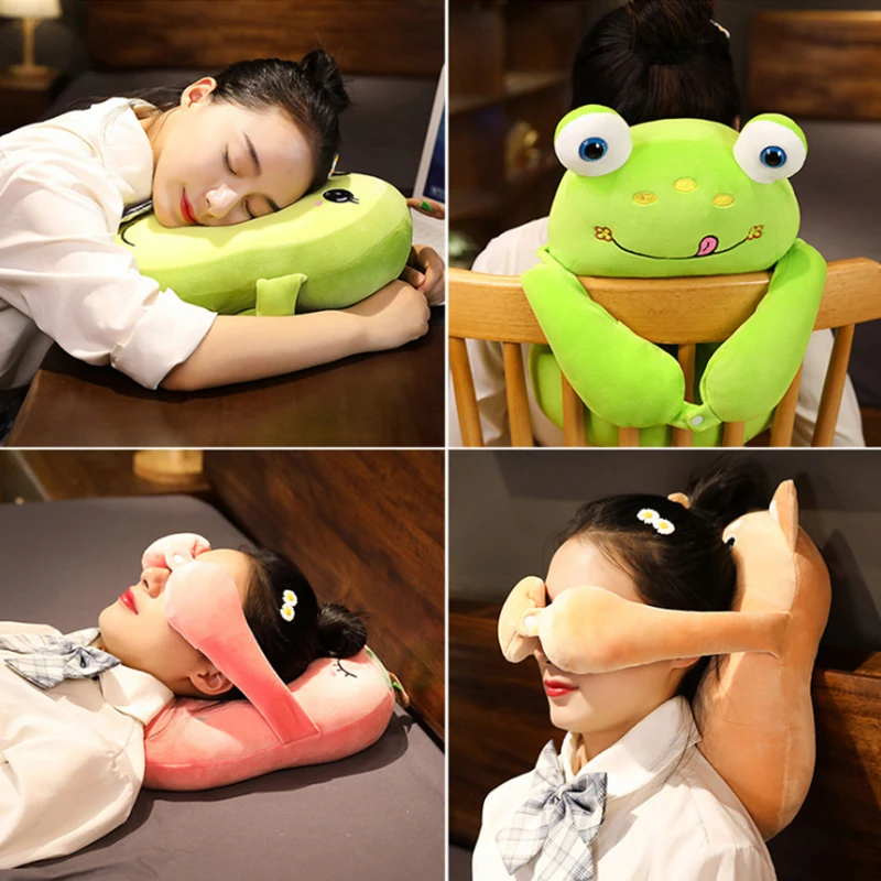 

40CM Cute Creative Animal Frog Nap Pillow Office Travel Rest Pillow Cushion Cushion Two In One Travel Pillow