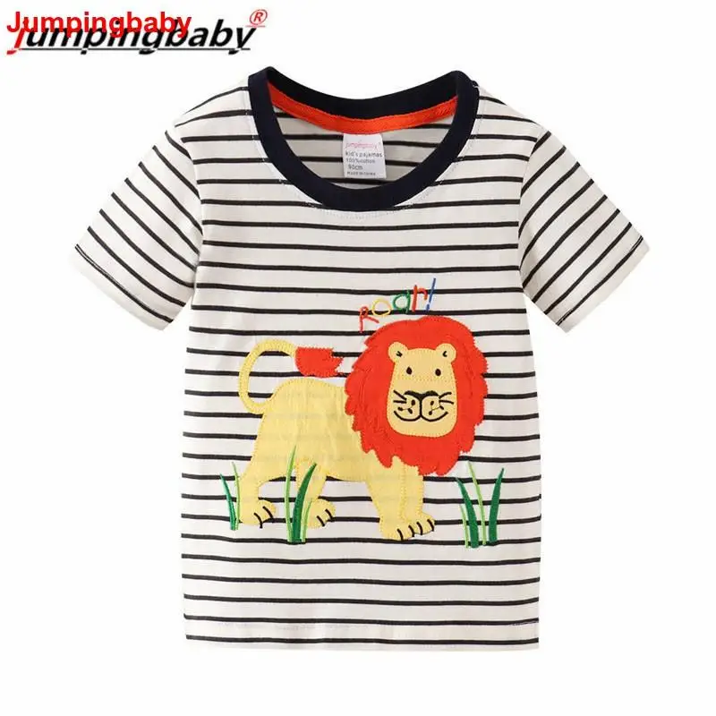 Jumpingbaby 2019 футболка для мальчиков с вышивкой Король Лев Детская одежда летний топ