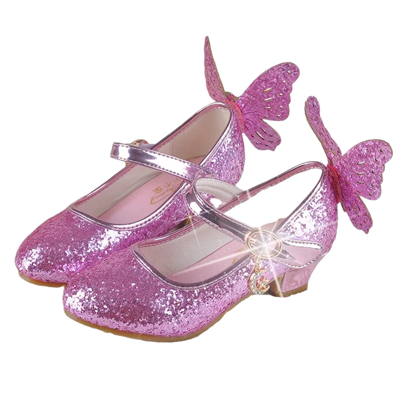 Enlarge Girls' Spring Princess Shoes 2022 Korean Version Of Single Shoes Older Girls Crystal Dance Shoes Children's High Heel Shoes