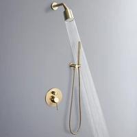 european style copper concealed golden concealed shower in wall hot and cold water household rain shower set