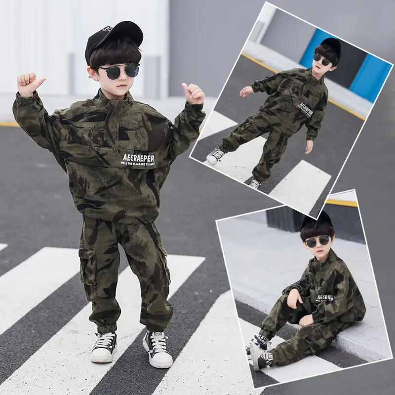 Детский комплект из 2 предметов спортивный костюм военная униформа Детские