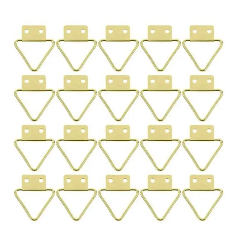 

20 шт. золотые треугольные двойные отверстия для подвешивания картин рамка металлические крючки домашний декор настенное крепление вешалка...