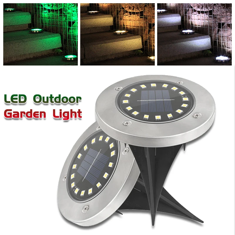 

1/4pcs Solar Powered Ground Light Waterproof Garden Pathway Deck Lights With 4/8/12/16 LED Lamp for Home Yard Driveway Lawn Road
