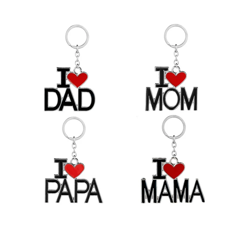 1 шт. новинка 2021 модные брелки с надписью I Love Mom/Dad Mama/Papa эмалированным кулоном для