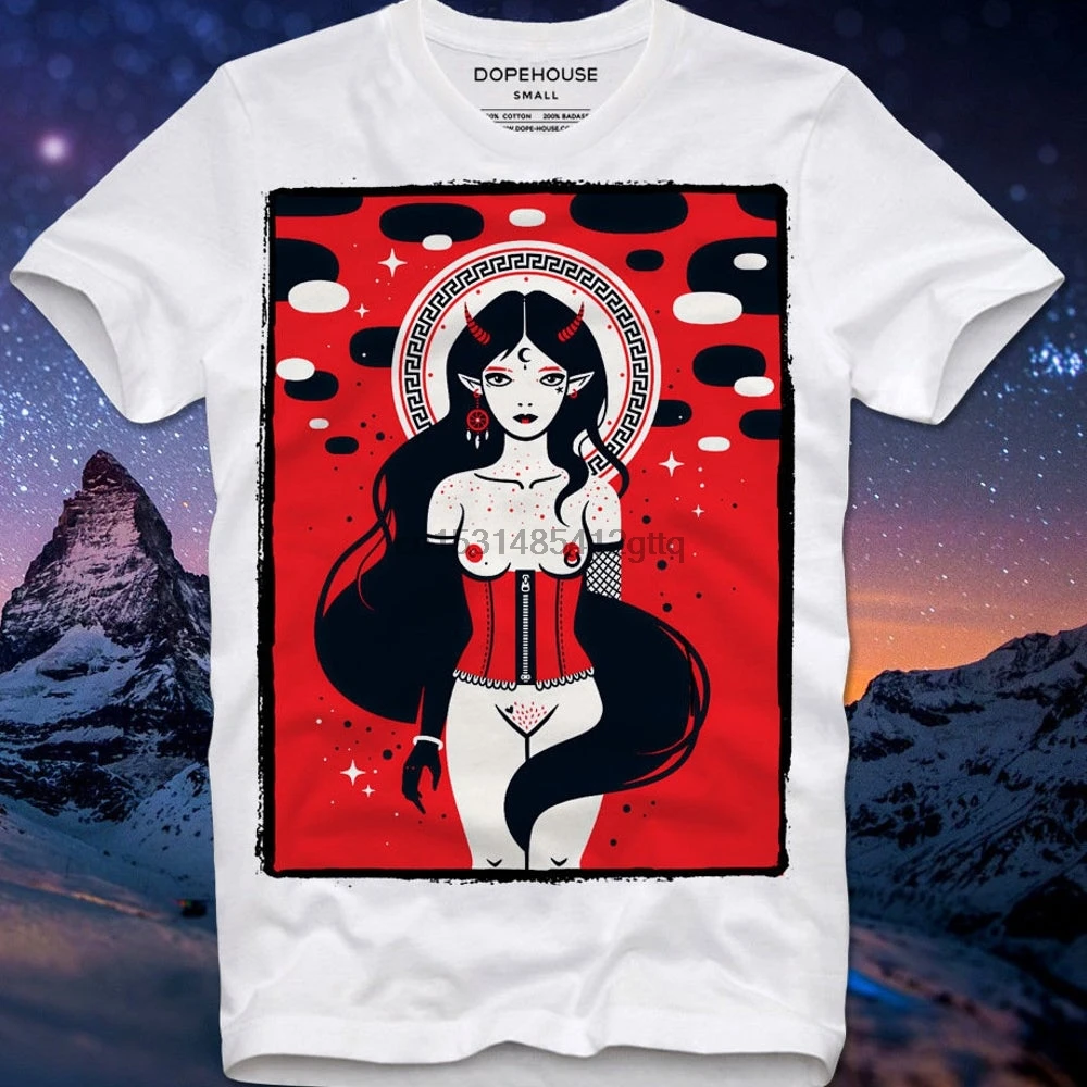 Футболка Горячая сексуальная девушка плохая сука дьявол Демон женщина Pinup Pin up