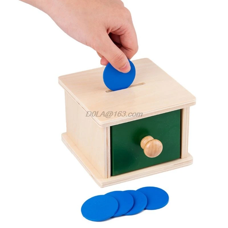 

Infant Toddler Wooden Coin Ball Matching Box Montessori Tools for Baby Children
