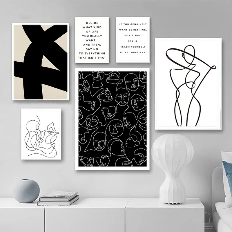 Скандинавская девушка рисунок лица тела абстрактная настенная живопись на