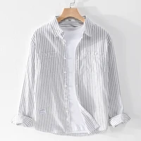 vertical striped long sleeved shirt mens autumn thin casual shirt youth trendy slim fit cotton shirt coat mens shirts