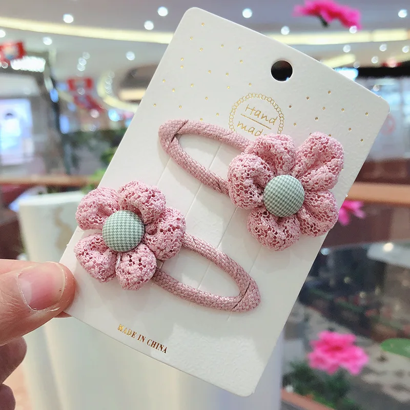 

2PC/Sweet New Cute Plaid Fabric Hair Clips For Children Girls Flower Barrettes Hair Grips Hairpin Hair Accessories HeadWear