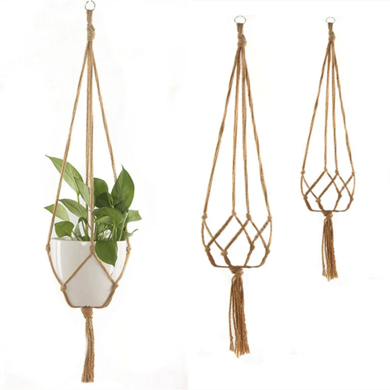 

Handmade Macrame Flower Pot Hanging Basket Knotted Rope Flowerpot Plant Hanger for Wall Home Door Balcony Courtyard Garden Decor