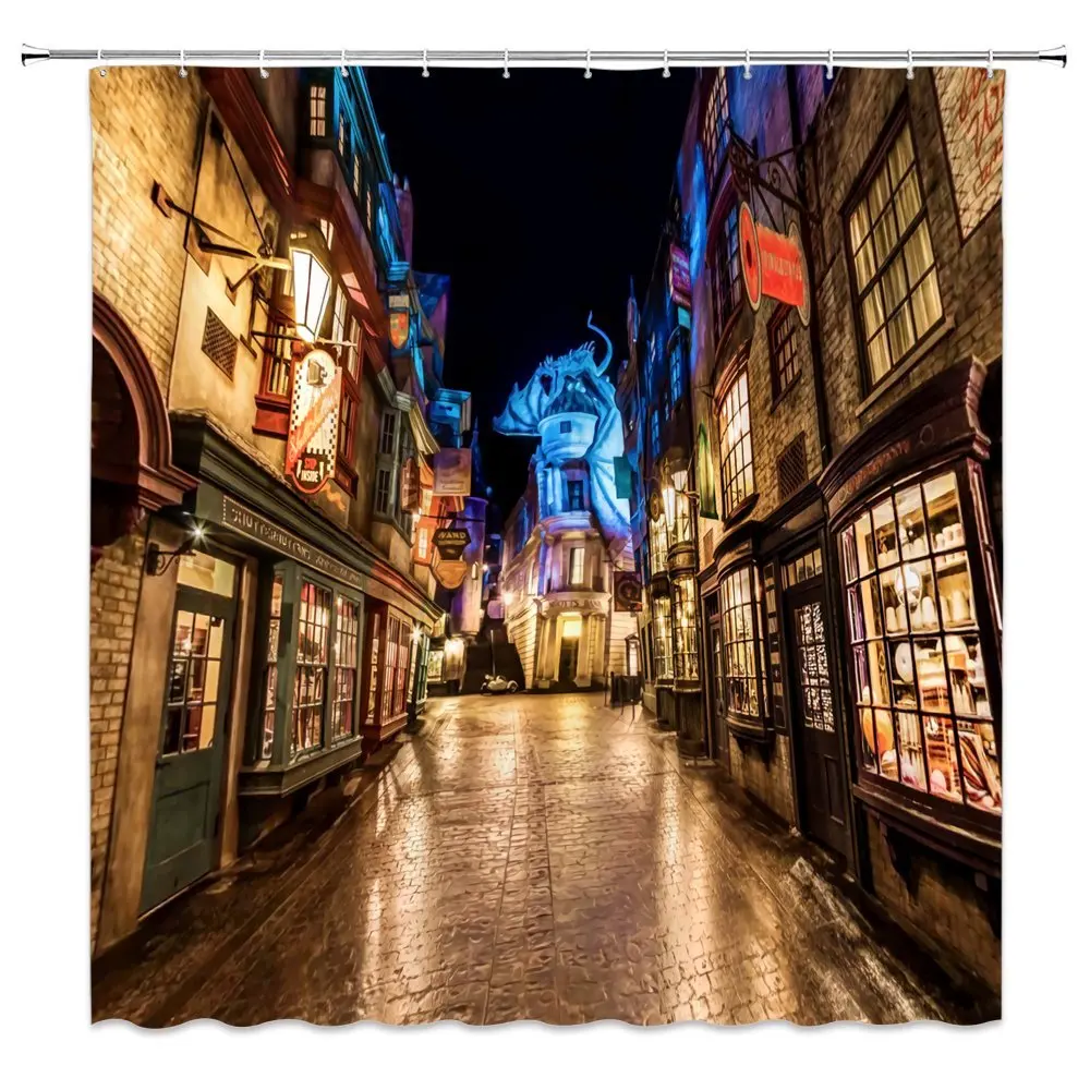 

HARRY Shower Curtain Diagon Alley Decor Night Street Decor Kids Curtain