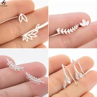 Женские винтажные в форме листа, в стиле бохо серьги-гвоздики Oly2u, свадебное Ювелирное Украшение для ползунков с листьями, веточками, альпинистом, хороший подарок для невесты