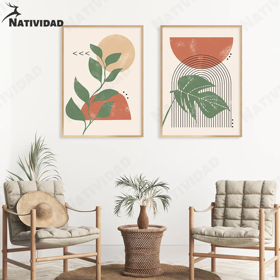 

Bohemian Style Canvas Painting Art Decoration Flower Plant Abstract Poster Bedroom Living Room Home Decoration Wall Stickers