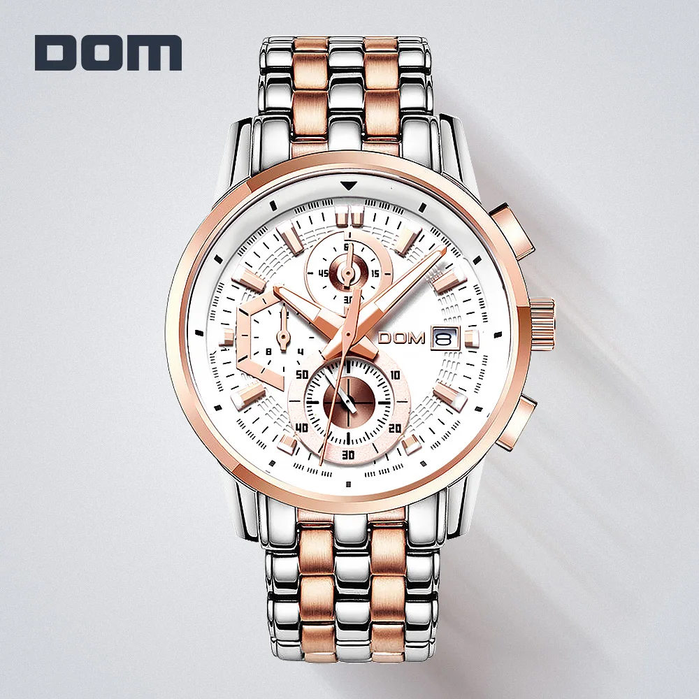 Часы DOM мужские наручные кварцевые брендовые Роскошные спортивные полностью
