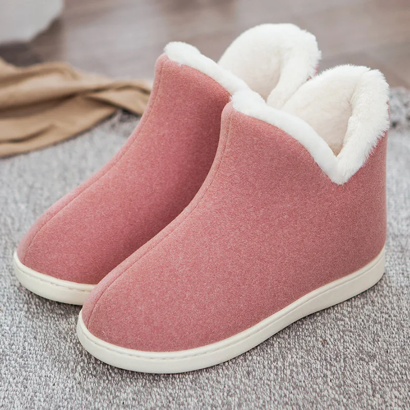 

Winter Fashion Man Home Slippers Indoor Outdoor Bag Heel Cotton Shoes Women Cozy Silent Warm Soft Plush Lined Closed Slippers