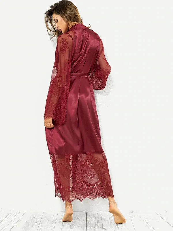 

Wontive Women Sexy Silk Dressing Babydoll Lace Lingerie Belt Bathrobe Nightwear Women Sexy Nightwear Plus Size Bathrobes