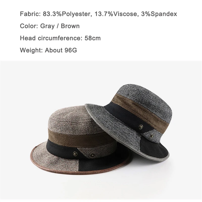 

Wuaumx Brand Autumn Tweed Bucket Hats For Men Women Spring Sun Hats Wide Brim Fisherman Hat Retro British Panama Fishing Cap