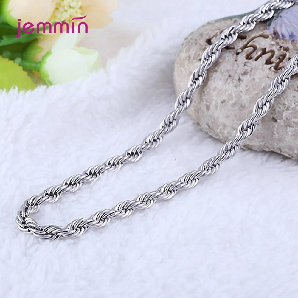 

New Arrivals Genuine 925 Sterling Silver Twisted Chain Necklaces Women Men Party Dance Jewelry Accessory Multiple Length Option