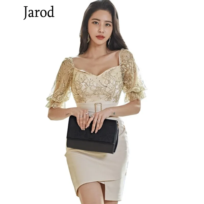 Женское платье футляр в Корейском стиле лето 2020 сексуальное кружевное мини с v