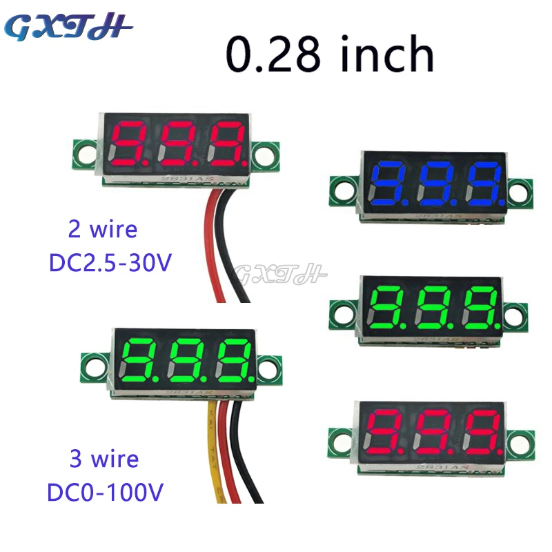 

0.28 Inch Digital Voltmeter LED Mini Display Module DC2.5V-30V DC0-100V Voltmeter Voltage Tester Motorcycle Car Panel Meter