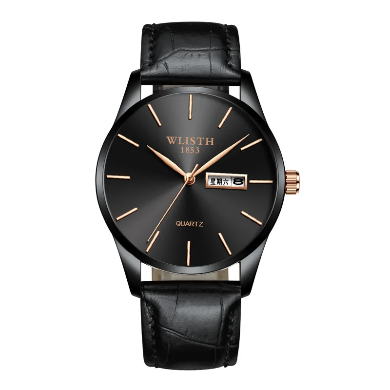 Wlisth men's watch business leisure steel band luminous watch leisure personality double calendar quartz men's waterproof watch