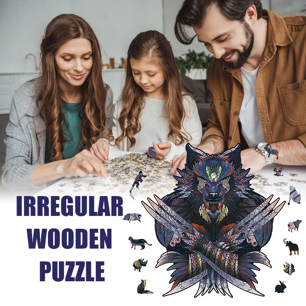 Деревянные головоломки уникальной формы пазлы для взрослых и детей Семейная