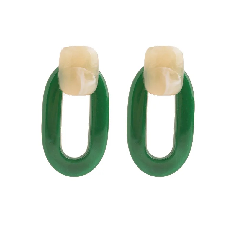 

New Exaggerated Earrings Simple Resin Hollow Geometric Earrings Hit Color Fashion