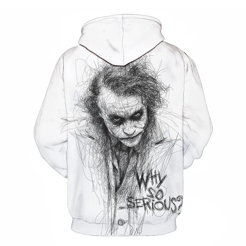 Joker Funny Hoodie Halloween Crazy Smile Pullover Long Sleeve Sweatshirt Fashion Stree Coats Cool Unisex Sportwear mens hoodies