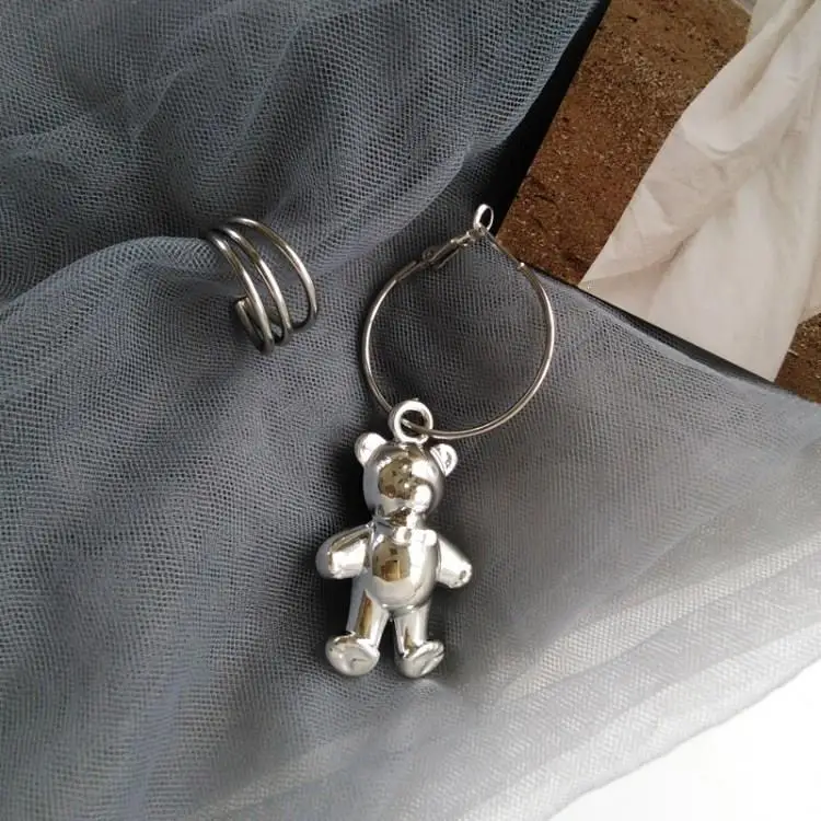 2019 модные ювелирные изделия крутые серьги с медведем золотые серебряные