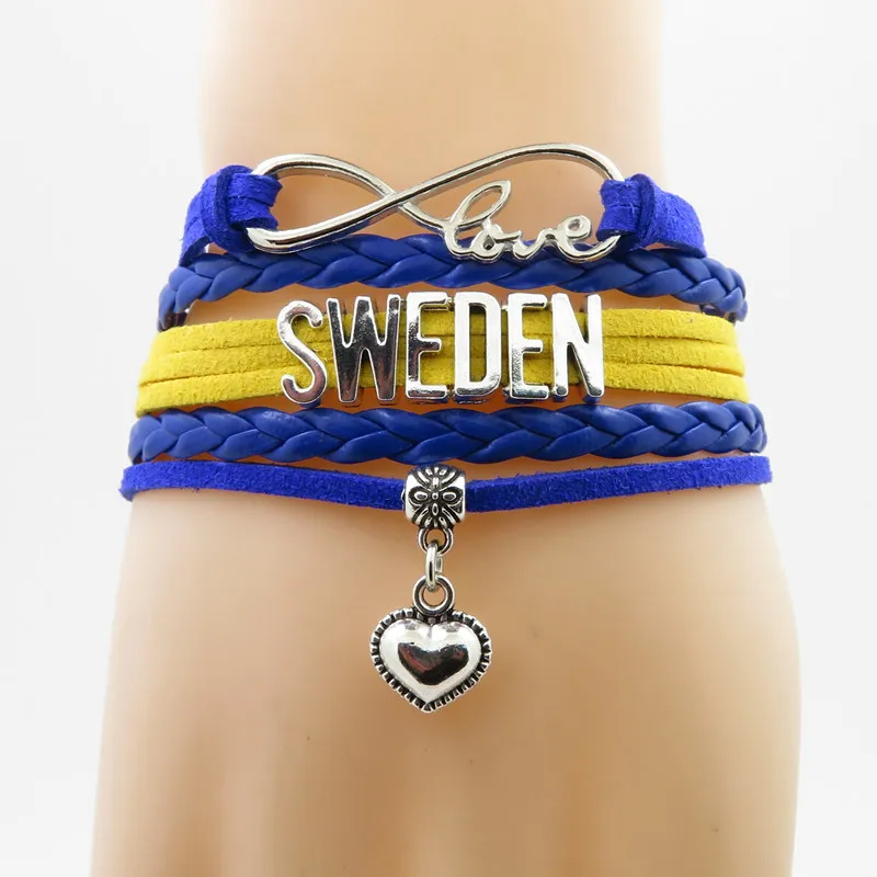 Модный браслет из Швеции с сердцем ручной работы любовь Швеция страна мужские и
