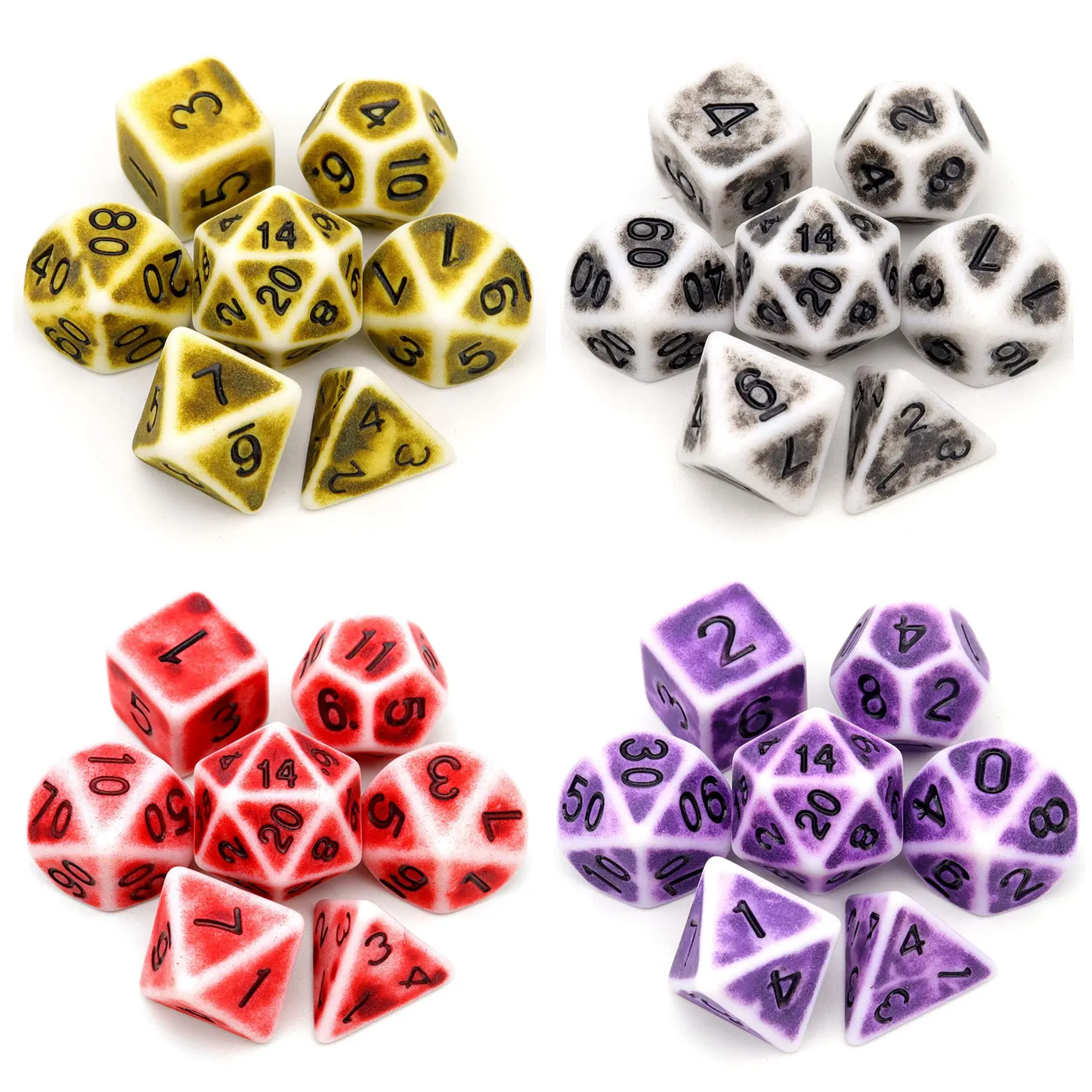 Haxtec набор старых игральных костей 7 шт. многогранные Кости Дракона Для подземелья