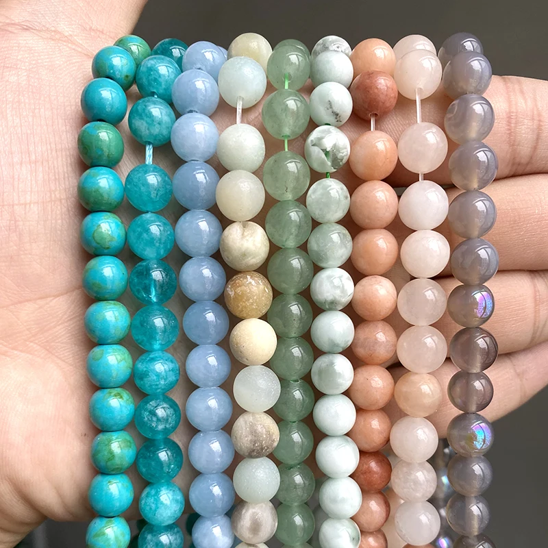 

Natural Stone Beads Aventurine Agates 4mm-12mm Round Looose Spacer Beads for Jewelry Making Handmade DIY Bracelet Necklace 15''