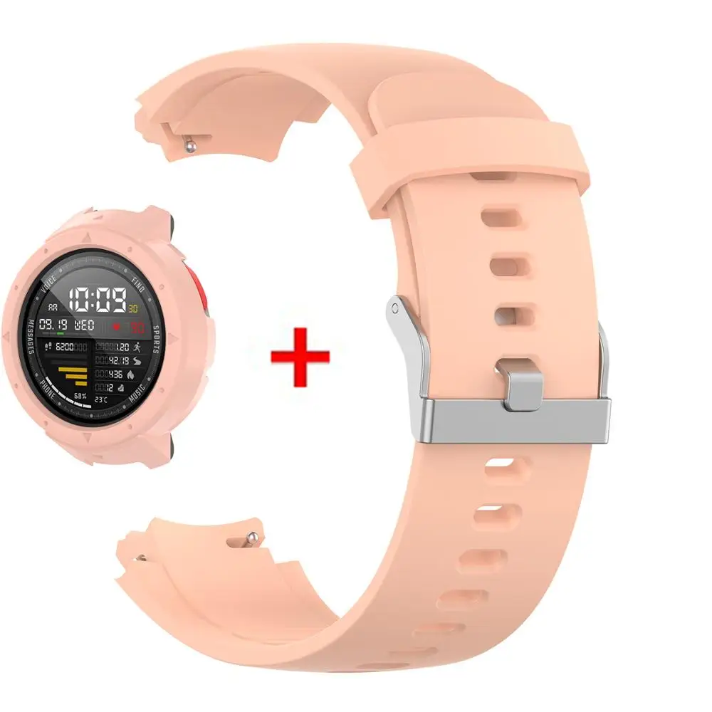 2 в 1 ремешок для смарт часов Huami Amazfit Verge силиконовый + защитная рамка экрана чехол