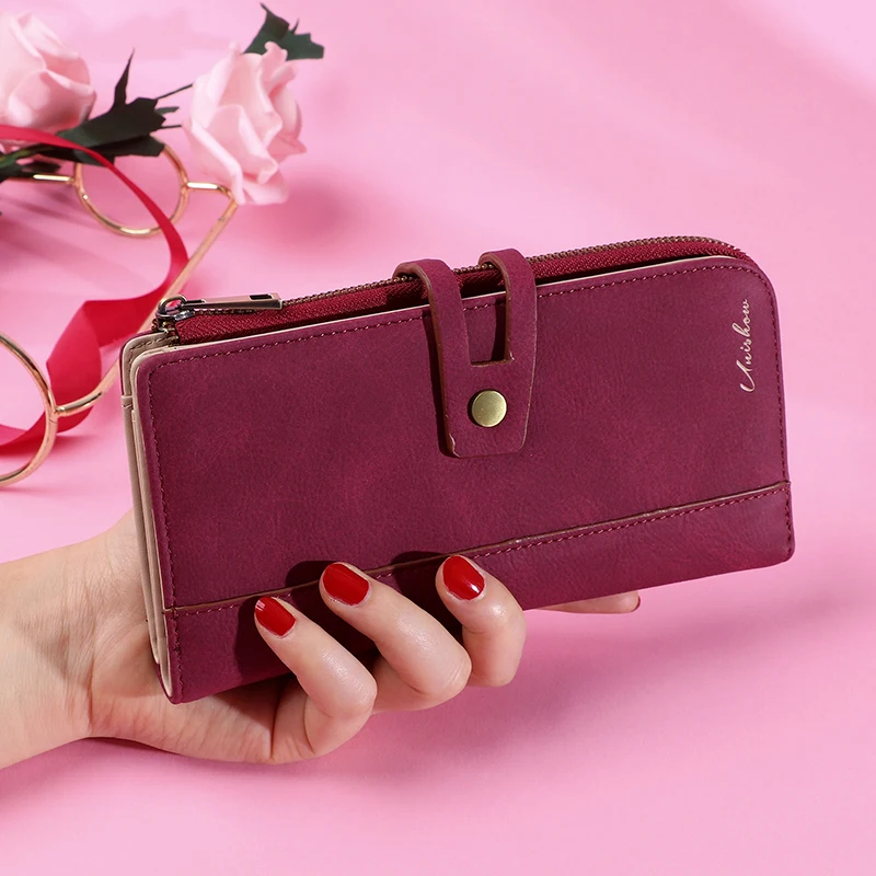 Однотонный винтажный матовый Кошелек из искусственной кожи для женщин 2022