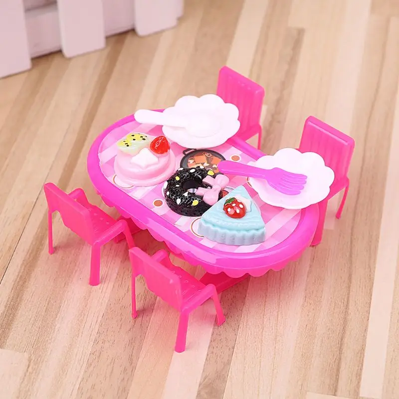 

P15C 1 Set Doll Kitchen Pretend Play Toys Kids Children Plastic Furniture Appliance Miniature Full Kitchenware Desk Cartoon Baby