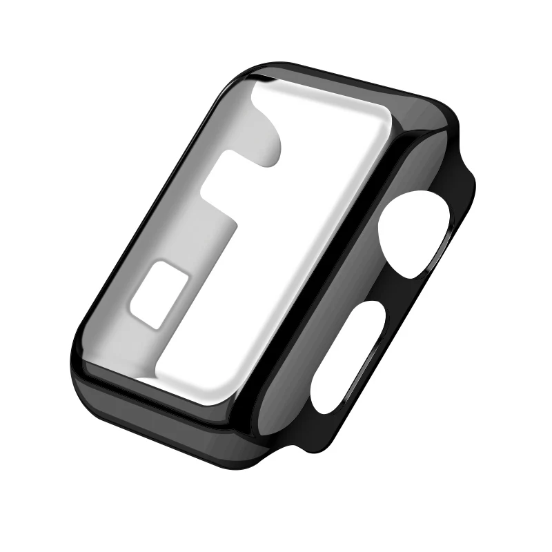Black Чехол для часов, защитный чехол для Apple Watch 5, 4, 3, 2, 1, 42 мм, 38 мм, прозрачный пластиковый экран для iWatch 44 мм, 40 мм, полный защитный чехол - Цвет: Black