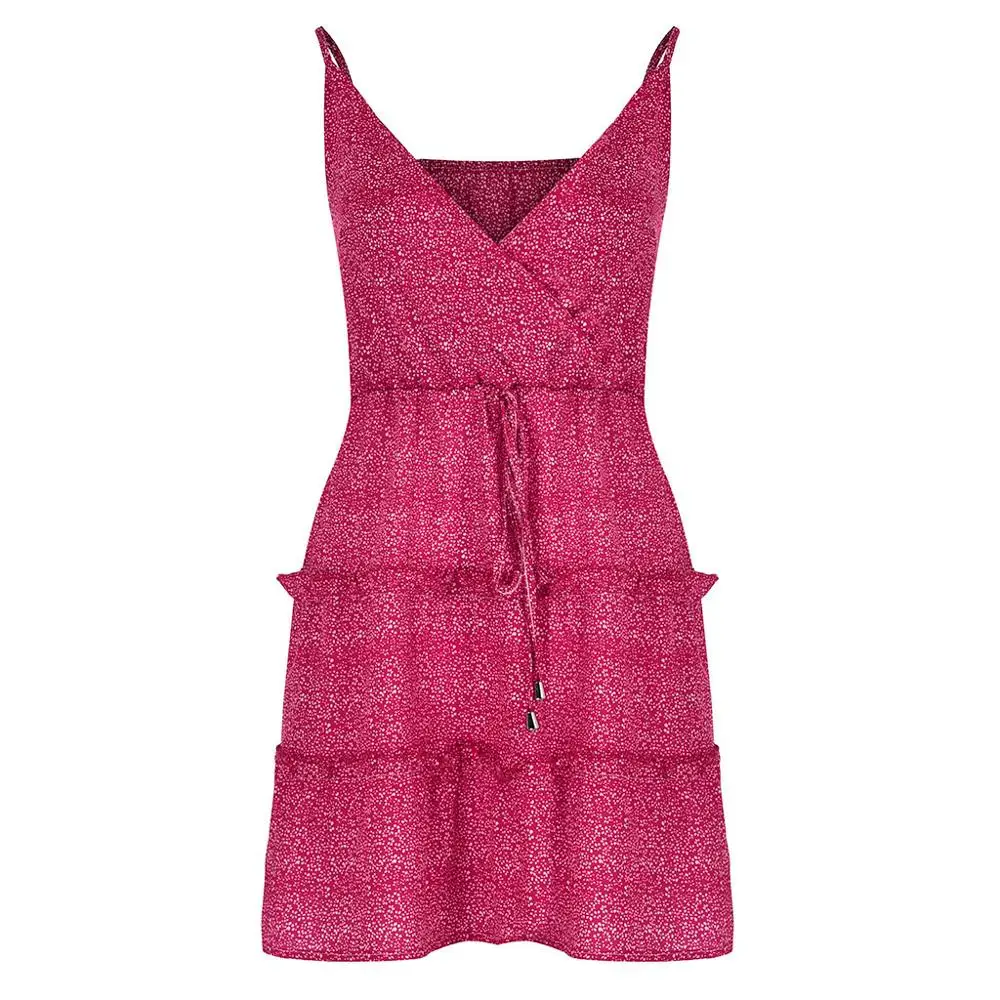 Женское платье Летнее мини-платье без рукавов богемное с цветочным рисунком