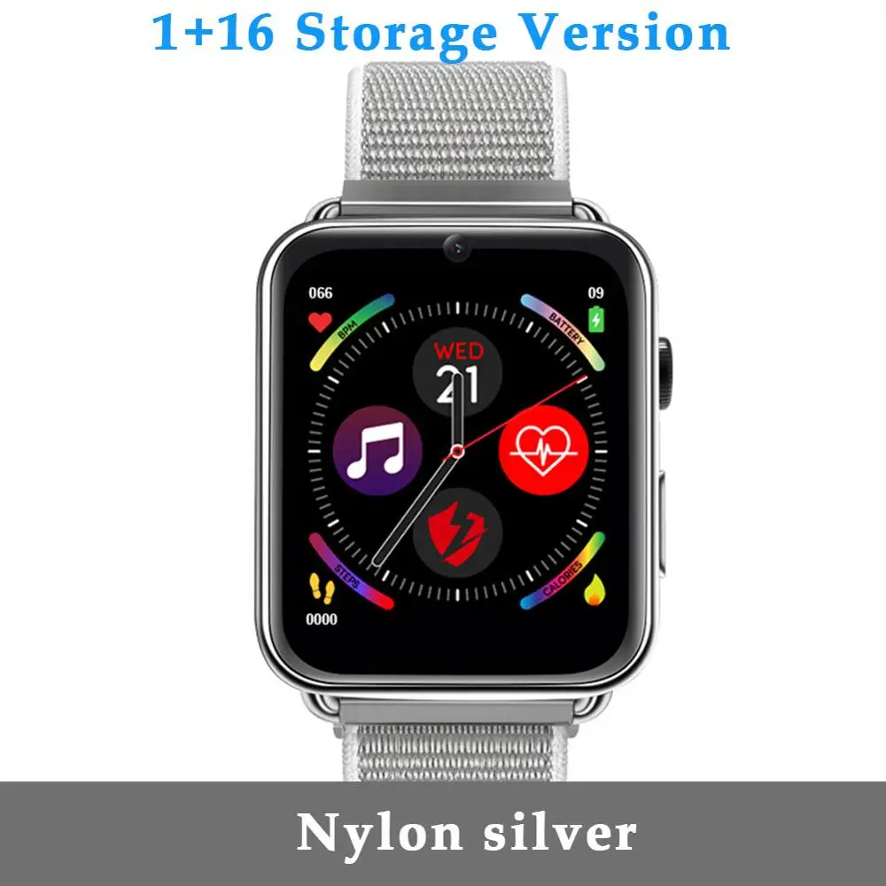 Nylon silver LEMFO LEM10 4G Smart Watch 1.82 inch Big Screen Android 7.1 3G RAM 32G ROM LTE 4G Sim Camera GPS WIFI Heart Rate Men Women - Цвет: Nylon silver