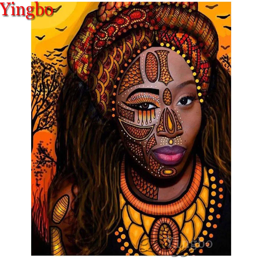 

African woman 5d diy diamond painting beauty embroidery cross stitch embroidery Full Square mosaic rhinestone picture decor gift