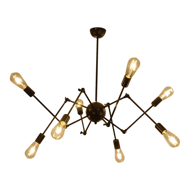 

Вращающаяся железная люстра в стиле индастриал для гостиной, креативная индивидуальная ретро-лампа в стиле лофт, Скандинавская лампа-паук ...