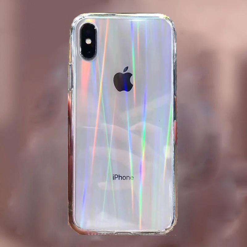 Градиентные радужные лазерные чехлы для iPhone 13 12 Mini 11 Pro XS Max мягкие Apple XR 6 6S 7 8 Plus SE