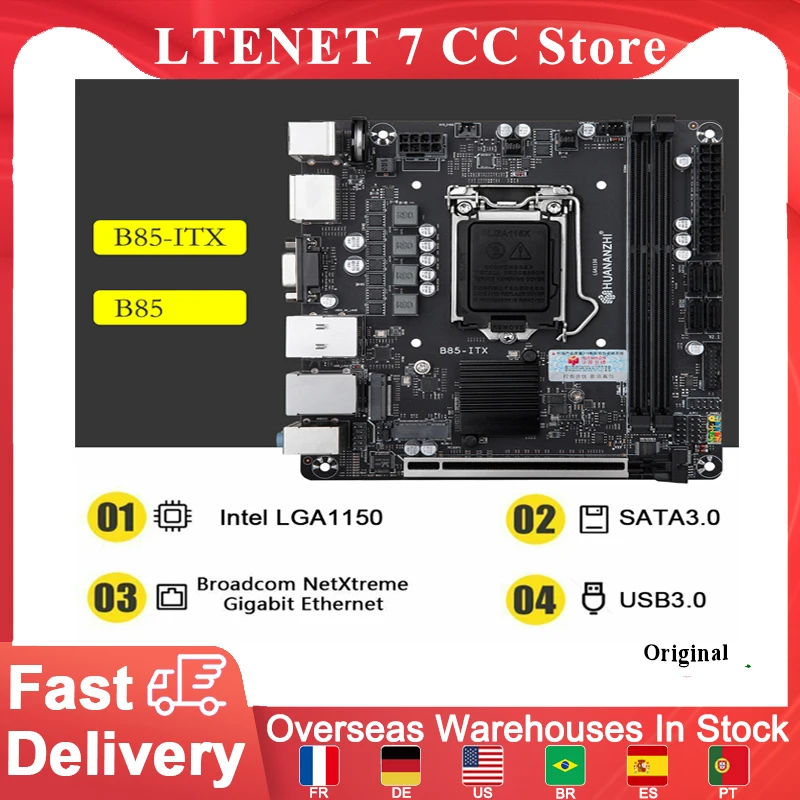 

Материнская плата HUANANZHI B85-ITX с поддержкой LGA 1150 процессоров 2xDDR3 память M.2 интерфейс DDR3 1333/1066 МГц десктопная материнская плата