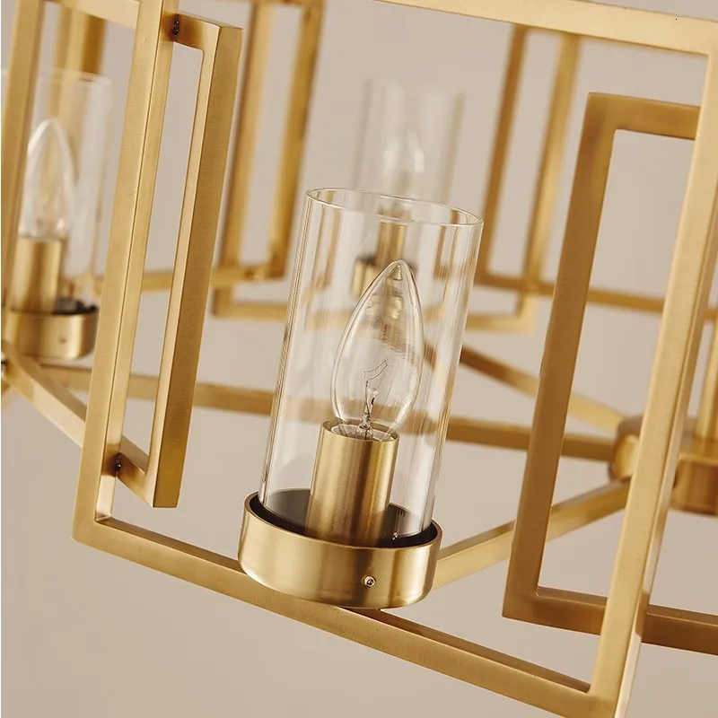 Новая латунная люстра с подсветкой винтажная медная лампа для гостиной Золотая