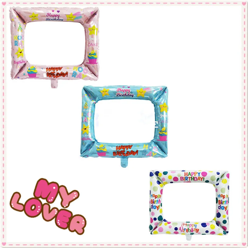

1pc Birthday Photo Booth Props Foil Balloons Photo Frame for Happy Birthday Family Event Party Decorations Supplies DIY Globlos